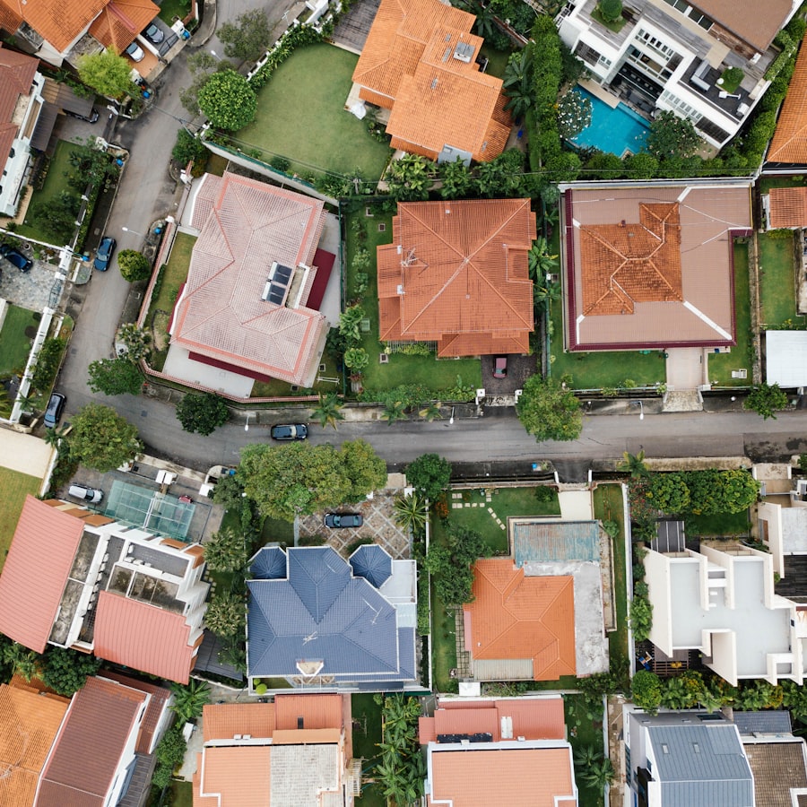 Vue aérienne d'un quartier résidentiel